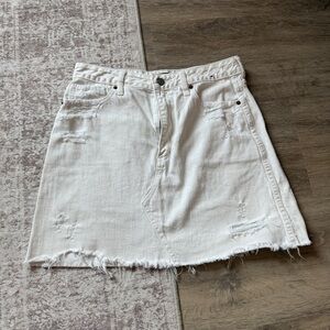 Abercrombie & Fitch Cream Distressed Mini Skirt